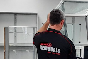 Office relocation equipment prepared for a business move