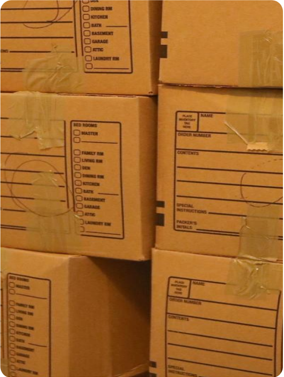 Stacked moving boxes